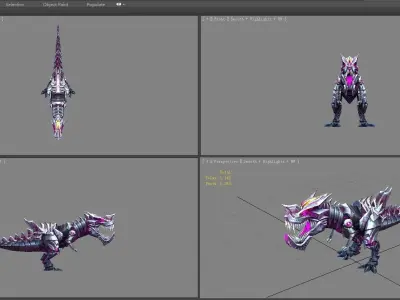 Cartoon robot tyrannosaurus Low-poly 3D model