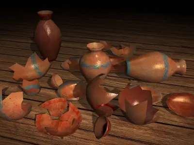 Ancient Breakable Pottery Free low-poly 3D model