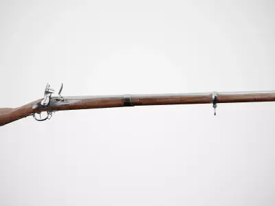 M1777 Flintlock - Charleville Musket Low-poly 3D model