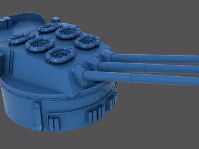 381mm WW2 Italian turret n3 - Commercial license - 1-200 scale 3D print model