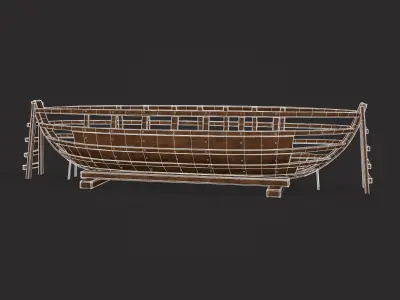 Half Built Viking Boat Low-poly 3D model