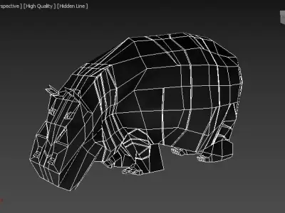 Low-poly hippo paper hippopotamus Free low-poly 3D model