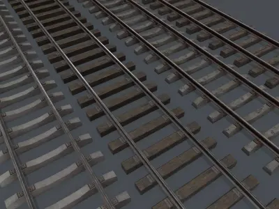 Railway Track PBR Low-poly 3D model