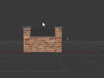 Fence brick wall with Low-poly 3D model