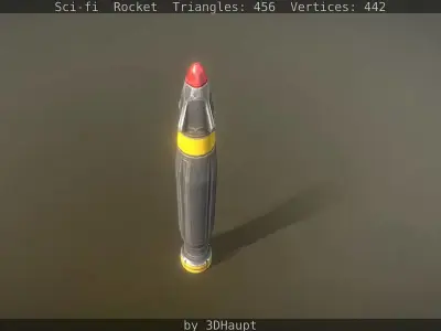 Rocket launcher in sky Low-poly 3D model