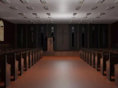 Church Interior Low-poly 3D model