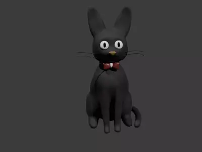 Black Cat Low-poly 3D model