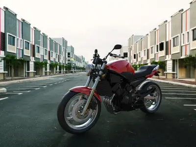 Naked Bike Red 3D model