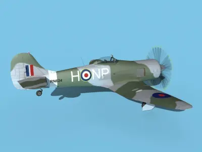 Hawker Tempest MKII V06 RAF 3D model