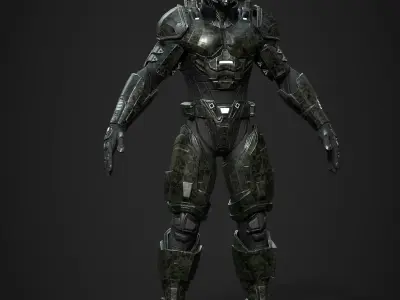 Sci-fi Super Soldier - UE4 Skeleton - Game Ready   Low-poly 3D model