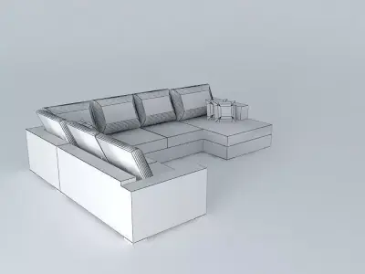 Aliya Sectional - Bella Buckwheat Free 3D model