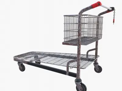 Shopping cart weathered stack v1 Low-poly 3D model