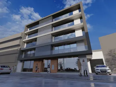 6 Floor Multifamily Mixed Use Building SketchUp and Lumion Model 3D model