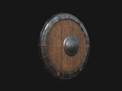 low poly shield wooden Free low-poly 3D model