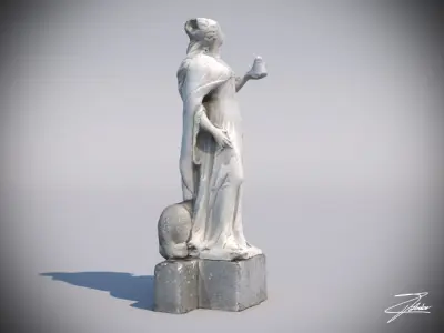 Statue 2 of virgin mary Low-poly 3D model