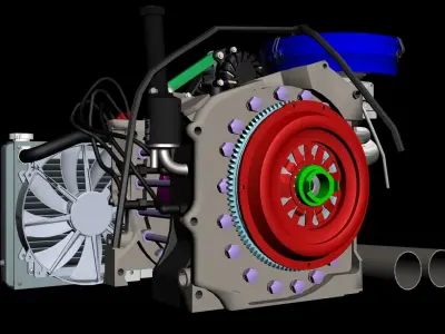 Rotary 12A MAZDA RX2 Complete engine 3D model