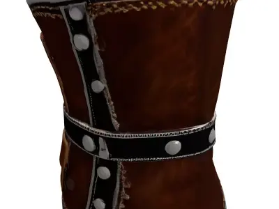 Worn Leather Gauntlet Steel Plates 3D model