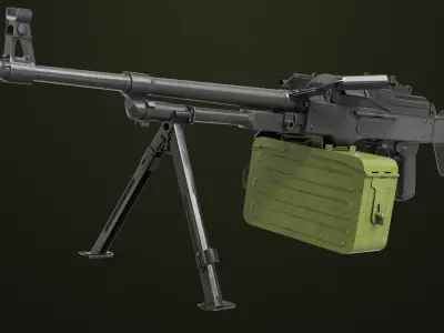 Machine Gun 11 Metal All PBR Unity UE Textures Low-poly 3D model