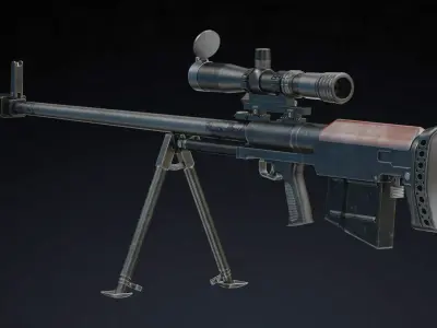 KSVK Sniper Low Poly Realistic Low-poly 3D model