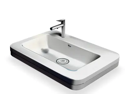 Modern White Rectangular Kitchen Sink 3D Model Low-poly 3D model