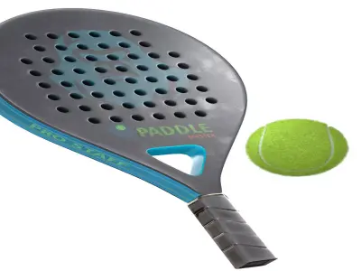 Paddle Tennis Racket and Tennis ball   Low-poly 3D model