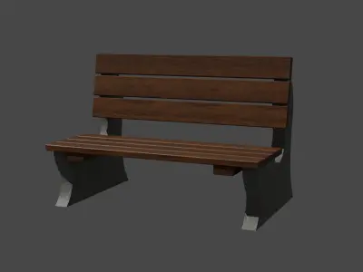 Park Bench Low-poly 3D model 14