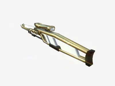 SciFi Sniper Gunblade A05 Golden - Fiction Weaponry Low-poly 3D model