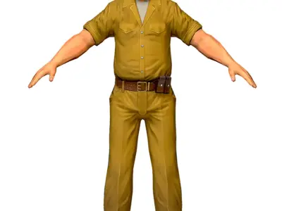 LowPoly Man Boss Slave Driver Chief Solder Low-poly 3D model