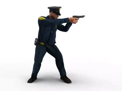 policeman gun in hand ready to shoot 3D model