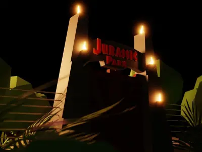 Jurassic park Gate low poly 3D model
