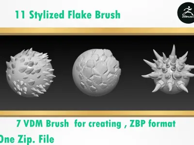  stylized flake VDM brushes Free 3D model