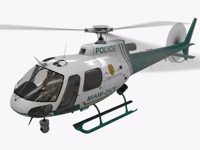 AS-350 Miami Dade Police Animated Low-poly 3D model