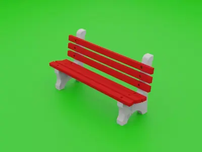 Cement park bench 3D model