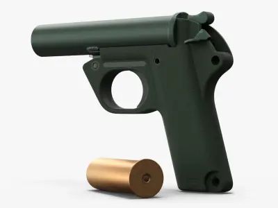 Compact Signal Weapon with Detached Flare Cartridge 3D model