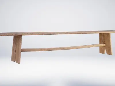 Viking Anglo Saxon Wooden Bench Low-poly 3D model