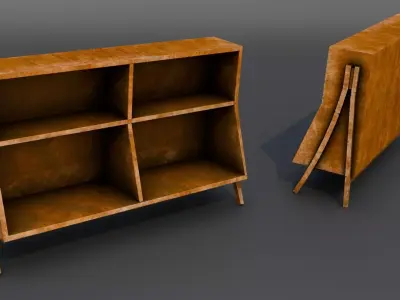 1960s-Inspired Vintage Bookshelf Free low-poly 3D model