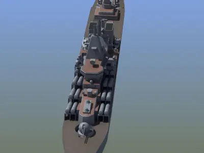 Slava Class Cruiser Low-poly 3D model