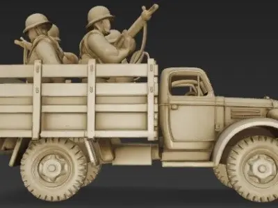 Military Cargo Truck with Soldiers 1 3D print model