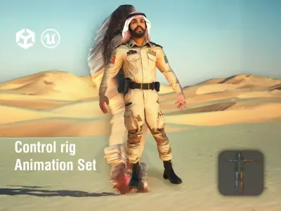 Omani Captain in Desert Camouflage Low-poly 3D model