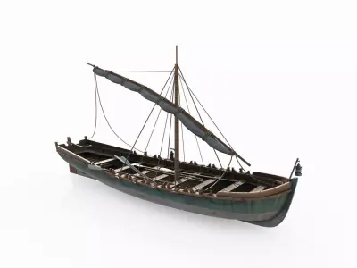 Ancient connecting sailboats for maritime vehicles 3D model