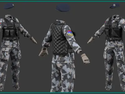 female military uniform with texture 3D model