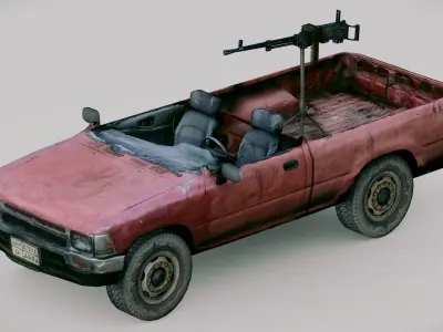 Pick-up Truck Improvised Fighting Vehicle Free low-poly 3D model
