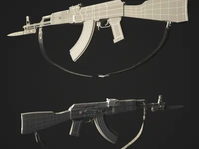 machine-gun-AK rifle 3D model