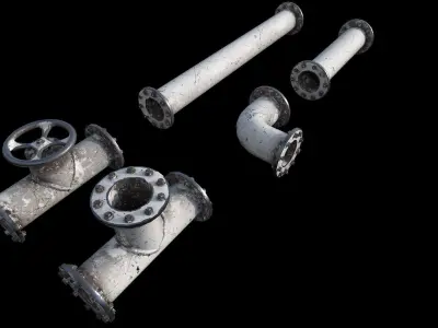 Industrial Pipes with 4K PBR texture -city props 3- Low-poly 3D model
