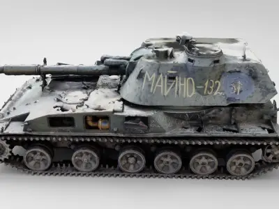 SO-152 2S3 Akatsiya self-propelled gun destroyed by Ukraine 3D model