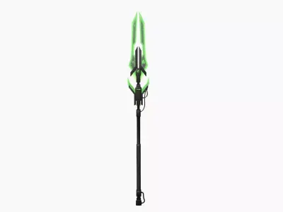 SciFi War Spear A03 Black Green - Character Design Fashion Low-poly 3D model