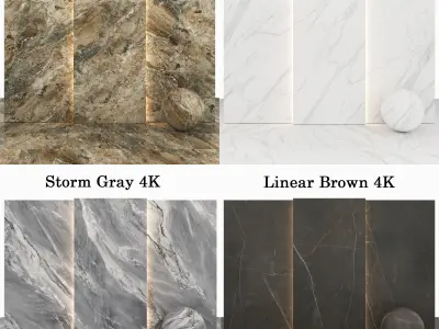 Marble 55 - Illusion-Storm Gray-Fish White- Linear Brown Texture