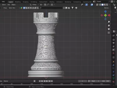 Medieval Rook Chess Piece 3D print model