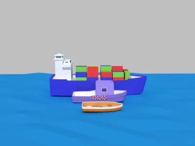 low poly ships pack Low-poly 3D model