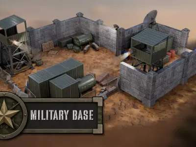 3DT Military Base Modular Pack Low-poly 3D model